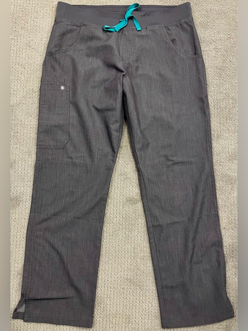 FIGS Gray Scrub Pants Large Stretch Cargo Medical Nurse